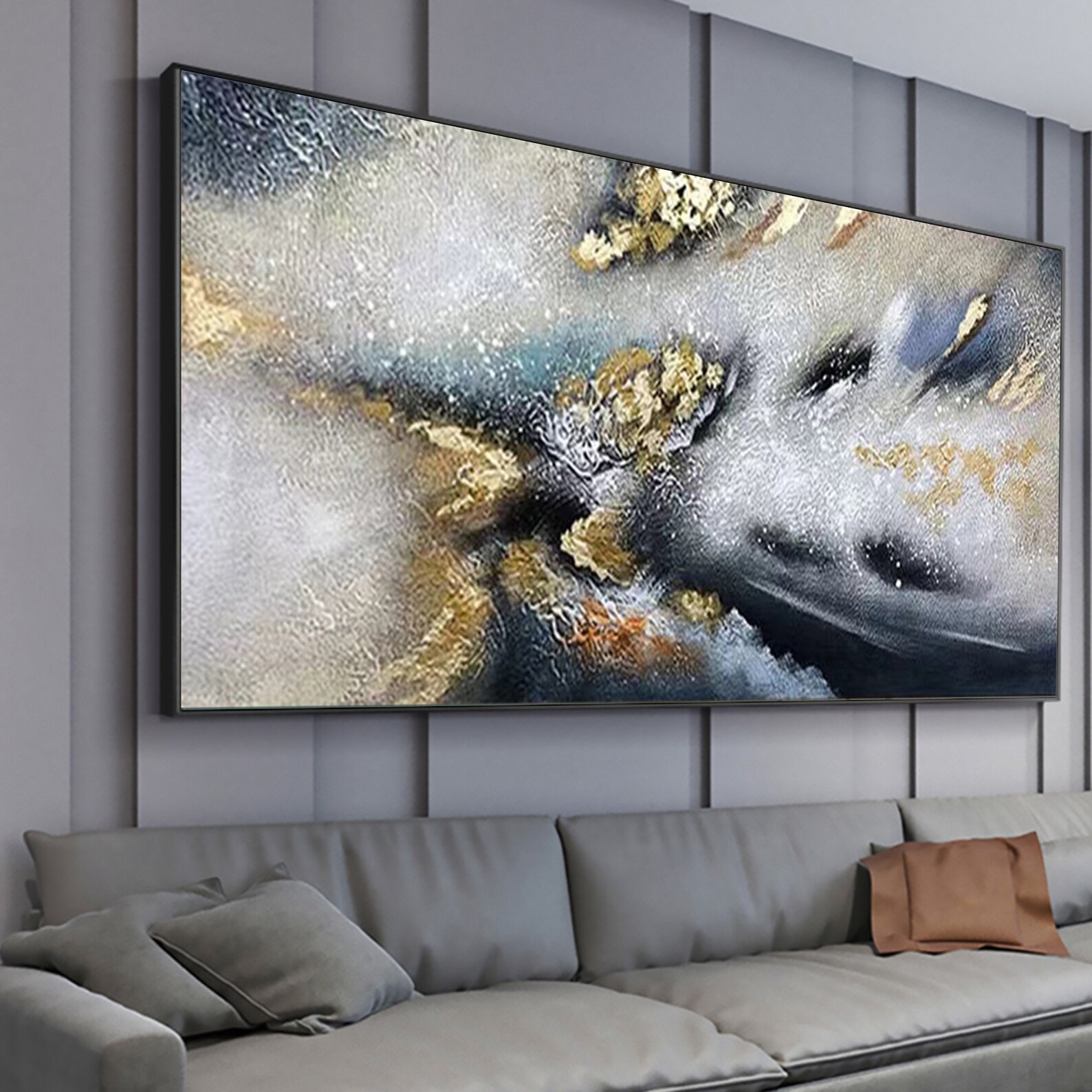 Original Abstract Gold Foil Oil Painting on Canvas Large Etsy