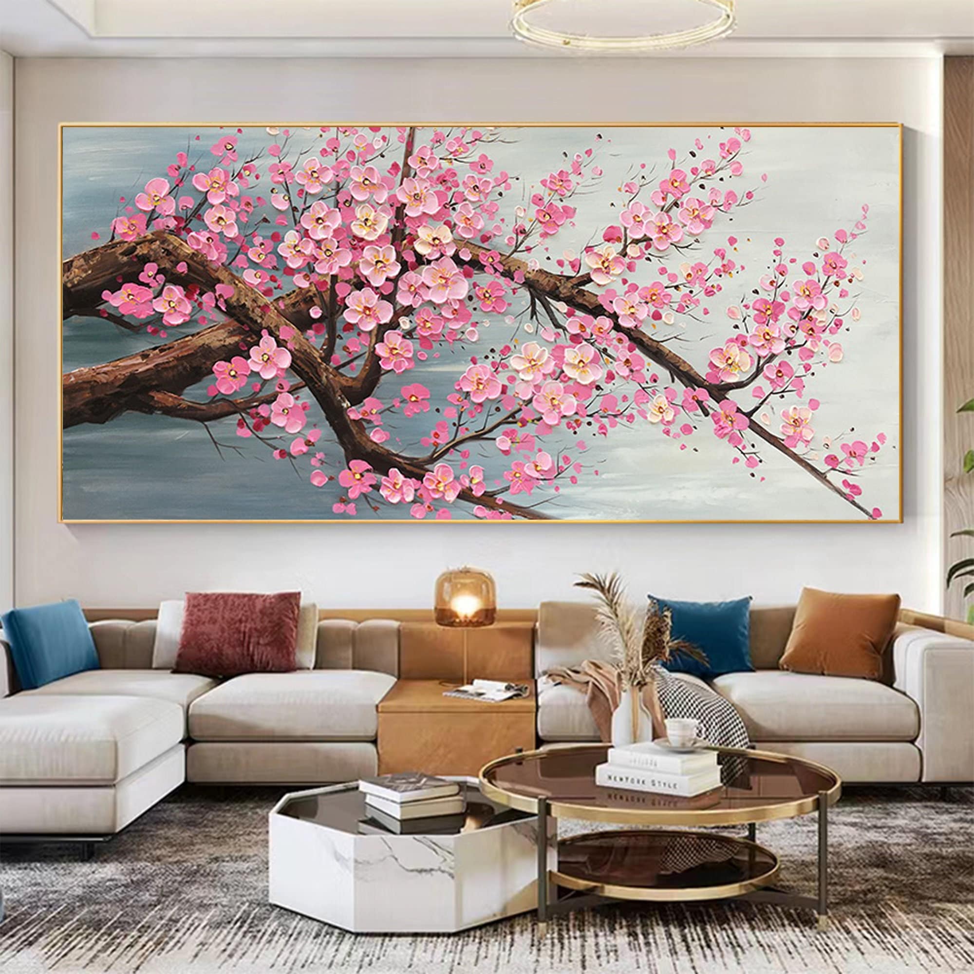 Pink Cherry Blossom Canvas Wall Art Painting Original - Etsy