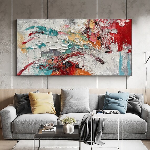 Original Oil Painting on Canvas Textured Abstract Horizontal - Etsy