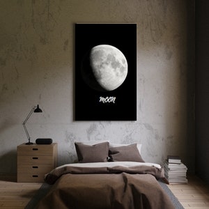 Moon Wall Art,Moon Print,Printable Wall Art,Photograph,Sign,Poster,Bedroom,Home Decor,Black & White,Photo,Picture,Digital,Download