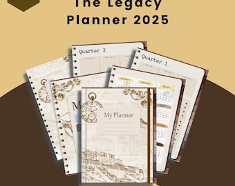 2025 Digital Planner, Vintage Planner, iPad Planner, Editable Daily, Weekly & Monthly Planner, Goal-Oriented Tracker, Printable Planner PDF
