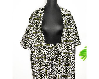 Ensemble kimono et short en wax/ kimono africain/ short africain