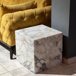 Calacatta Gold Marble Cube Table