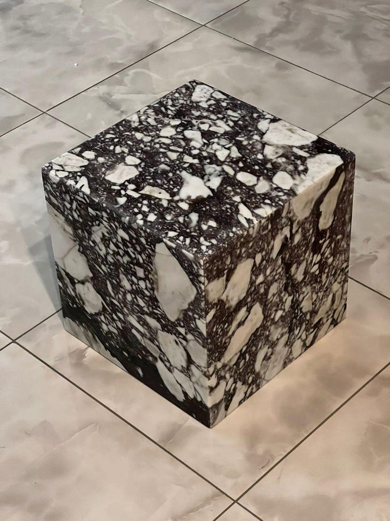 Handcrafted Solid Marble Cube Table – Designer Statement Piece image 7