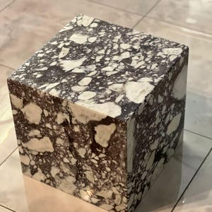 Handcrafted Solid Marble Cube Table – Designer Statement Piece 16x16x16 as image