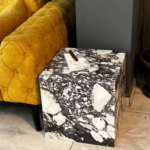 Handcrafted Solid Marble Cube Table – Designer Statement Piece image 11