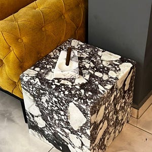 Handcrafted Solid Marble Cube Table – Designer Statement Piece image 6