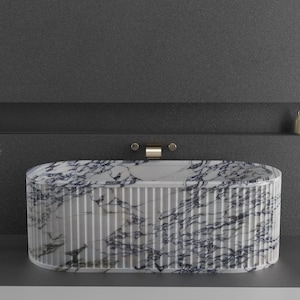 Calacatt Viola Marble Tub -Marble Bathtub - Natural Stone Bathtub for Modern Bathrooms - Handmade Spa Quality Marble Tub