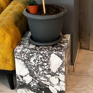 Handcrafted Solid Marble Cube Table – Designer Statement Piece image 8