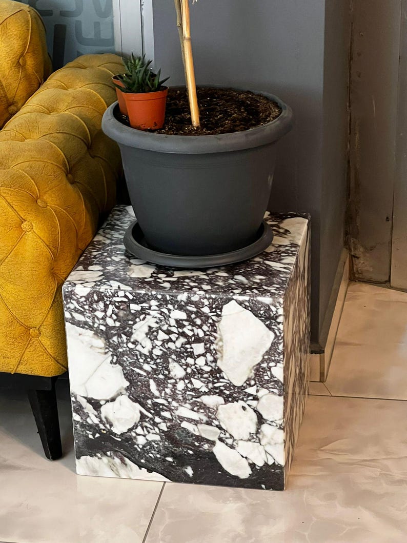 Handcrafted Solid Marble Cube Table – Designer Statement Piece image 8