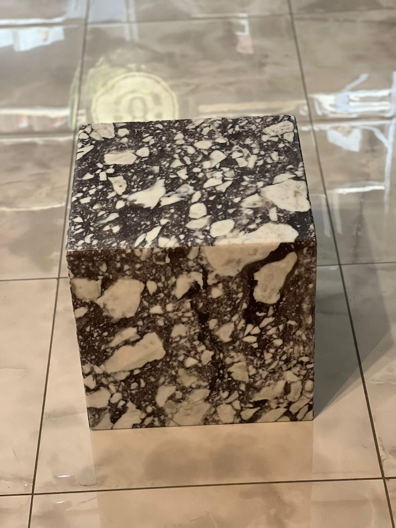 Handcrafted Solid Marble Cube Table – Designer Statement Piece image 12