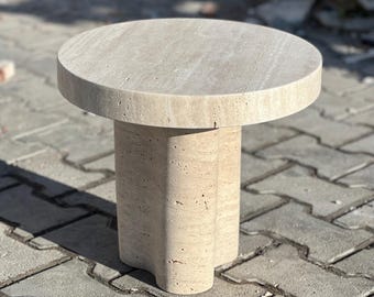 Rustik Travertine Coffee Table - Stone Side Table - %100 natural stone