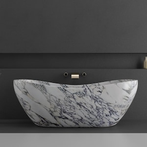 Viola Marble Bathtub - Natural Stone Bathtub for Modern Bathrooms - Handmade Spa Quality Marble Tub