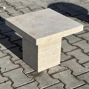 Travertine Coffee Table - Stone Side Table - %100 natural stone