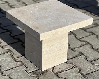 Travertine Coffee Table - Stone Side Table - %100 natural stone