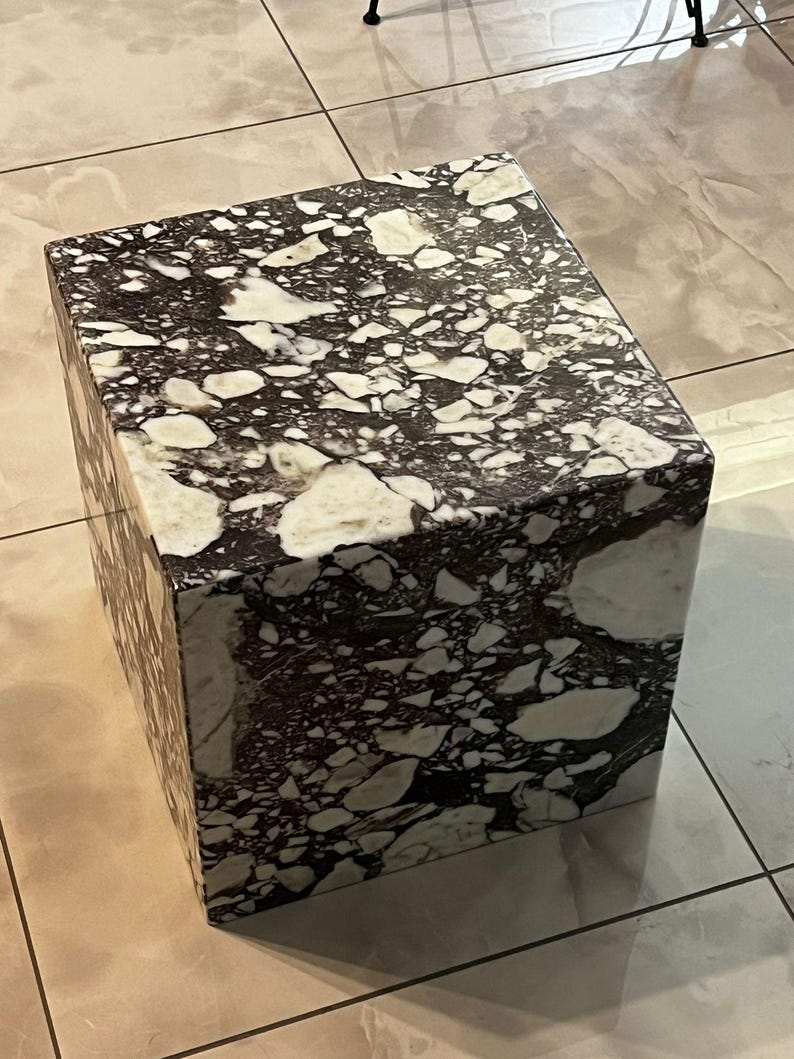 Handcrafted Solid Marble Cube Table – Designer Statement Piece image 9