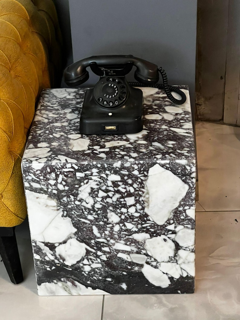 Handcrafted Solid Marble Cube Table – Designer Statement Piece image 5