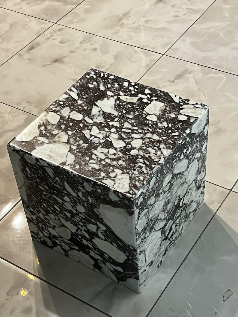 Handcrafted Solid Marble Cube Table – Designer Statement Piece image 10
