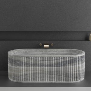 Silver Travertine Marble Tub -Marble Bathtub - Natural Stone Bathtub for Modern Bathrooms - Handmade Spa Quality Marble Tub