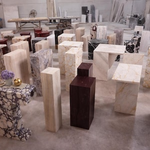 Handcrafted Solid Marble Cube Table – Designer Statement Piece image 2