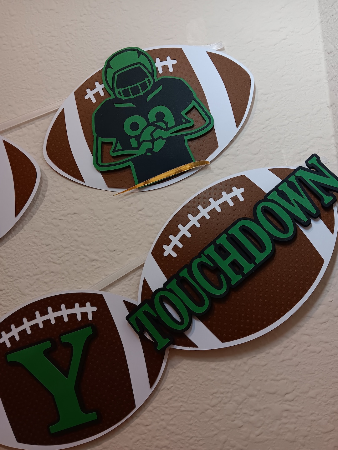 Football Themed Banner. Happy Birthday. Superbowl Celebration Bunting