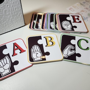 ASL Flashcards: American Sign Language Alphabet Learning Cards. Memory Learning games for kids.
