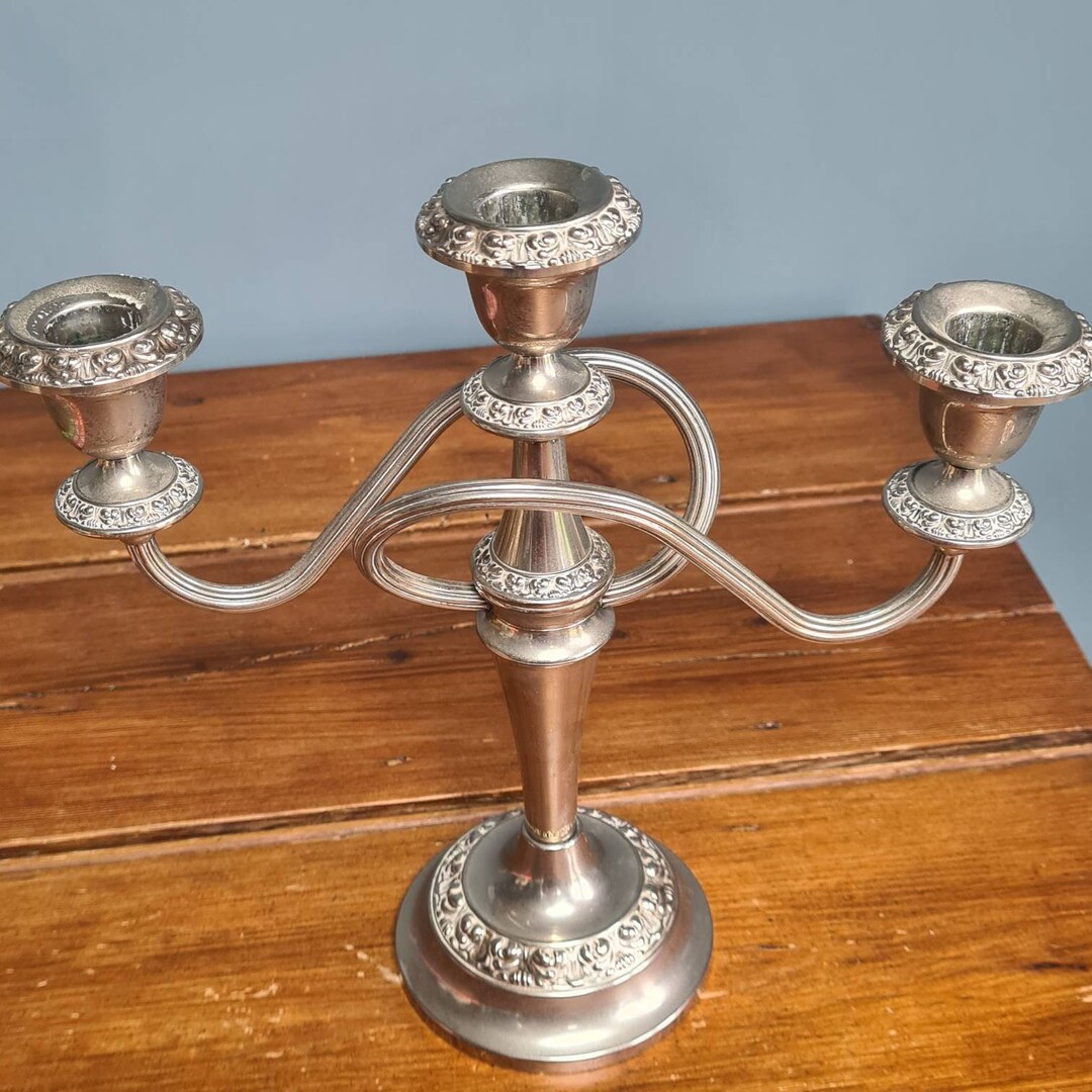 Vintage Silver Plated Candelabra 3 Candle Etsy