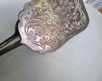 Vintage Silber Plated gravierte Gebäck Kuchenzange