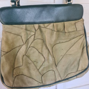 Vintage leather green patchwork bag