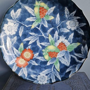 Vintage Japanese porcelain floral shallow dish plate