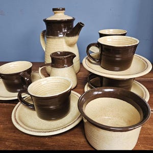 Vintage retro ler-talet Meakin stengods kaffekanna tekanna set
