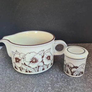 Vintage Hornsea Pottery Milk Gravy Jug and condiment pot- Hornsea range, Cornrose design