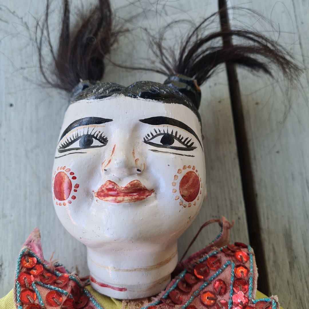 Vintage Asian Wooden Marionette Puppet Doll - Etsy