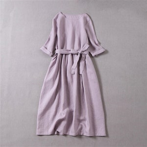 Midi Linen Dress Purple Women Summer Dress Plus Size Pure - Etsy