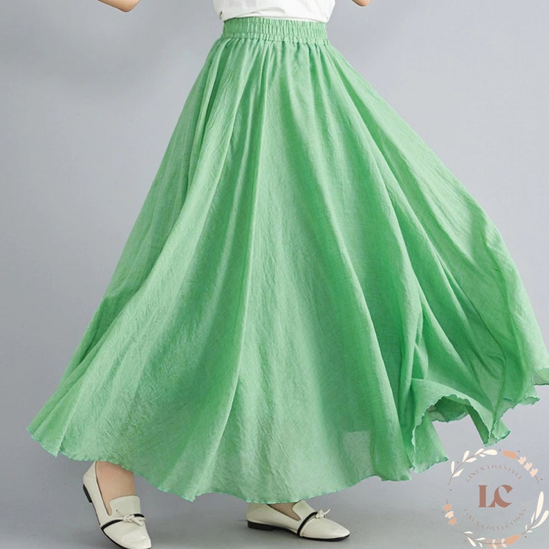 Soft Cotton Linen Maxi Skirt Pleated Linen Boho Long Skirt - Etsy