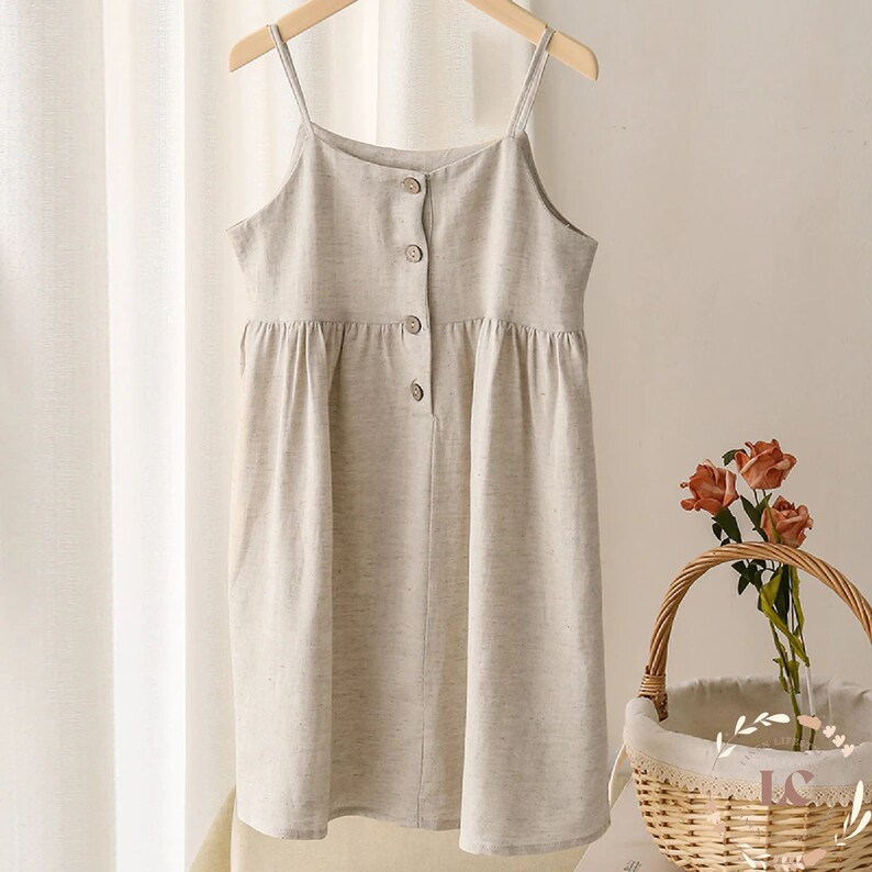 Summer Linen Girls Dress Natural Fiber Dress for Kids With - Etsy