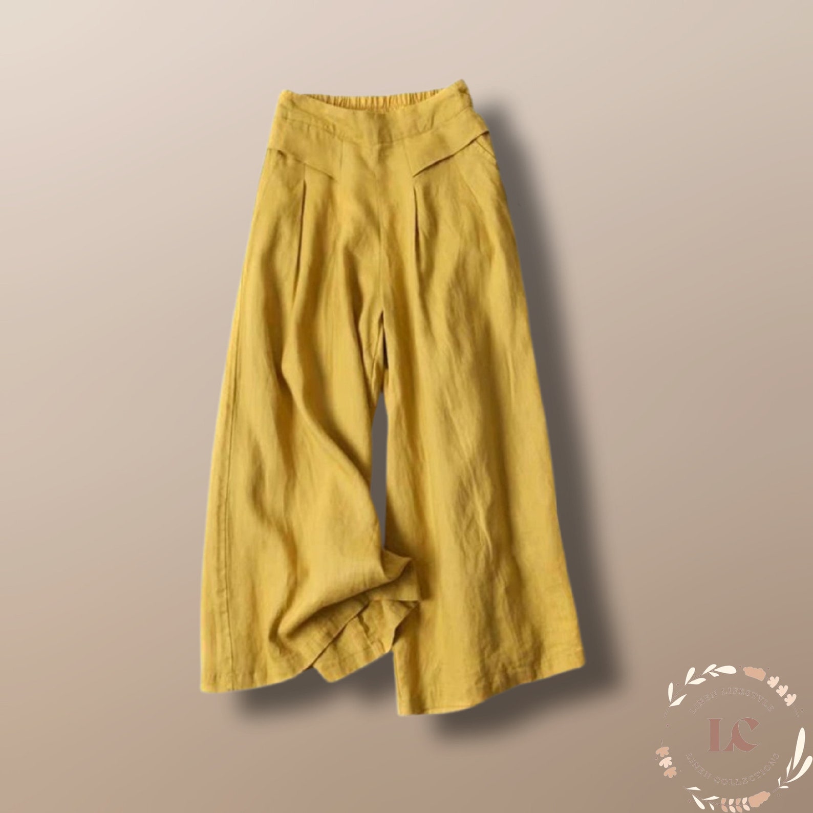 Linen Pants Elastic Waist Linen Trousers Oversized Long Pants Etsy