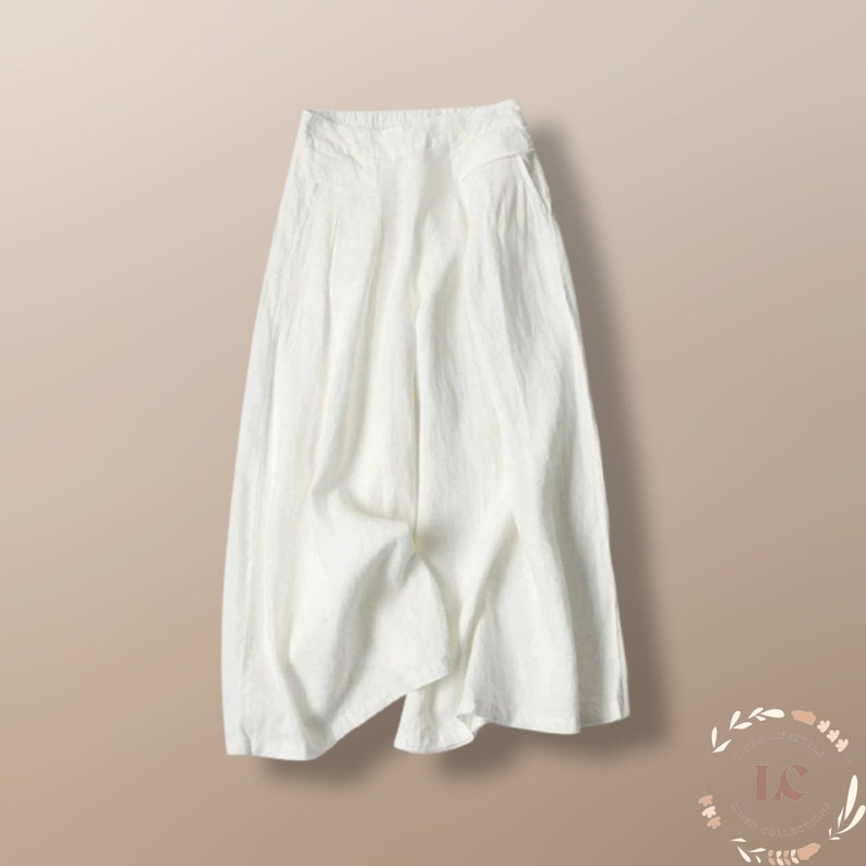 Linen Pants Elastic Waist Linen Trousers Oversized Long Pants - Etsy