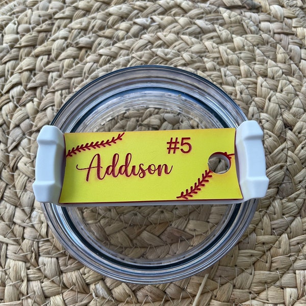 Stanley Softball  personalized tumbler tags 30 and 40oz tags softball personalized tumbler topper stanley nameplate