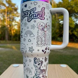 Calling all 90s girls, Lisa Frank rainbow unbranded 40 oz tumble, great gift, retro girls gift,  LIMITED EDITION,