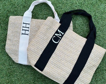 Personalised Straw Tote bag | Small Beach Tote Bag | Holiday Bag | Bridesmaid Bags | Custom Handbag
