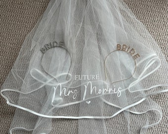 Personalised Wedding Veil | Personalised Hen Party Veil | Bride Headband |