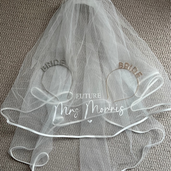 Personalised Wedding Veil | Personalised Hen Party Veil | Bride Headband |