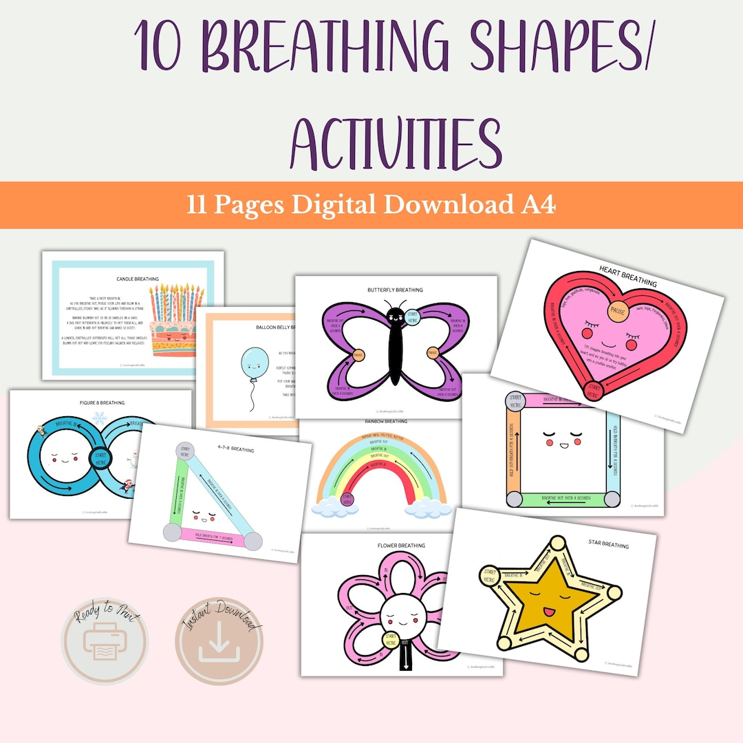 Breathing Activities for Kids & Teens: Mental Health Printable (PDF ...