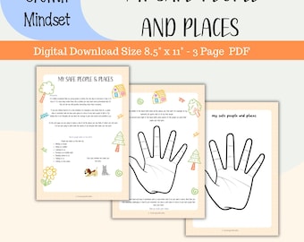Safe People & Places Mental Health Emotional Skills Kids Teens Printable - Mental Health Behaviour Management Schools Therapy Counsellor