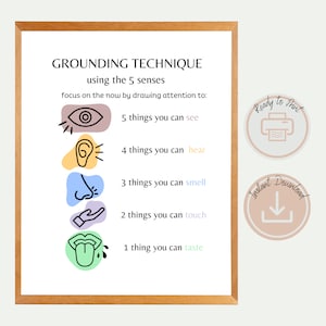 5 Senses Grounding Technique Poster: Emotional Regulation (Digital Download)