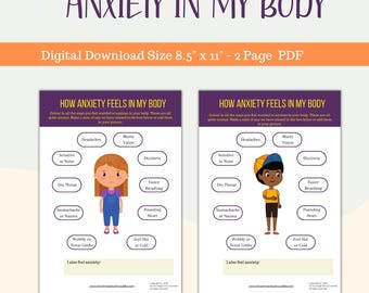 How Anxiety Feels in my Body Worksheet Anxiety Kids Teens Printable - Mental Health Behaviour Management Schools Therapy Counsellor