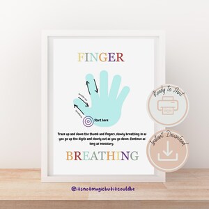 Finger Breathing. Emotional regulation poster/ handout. School counselor, Psychologist, CBT, EFT, DBT