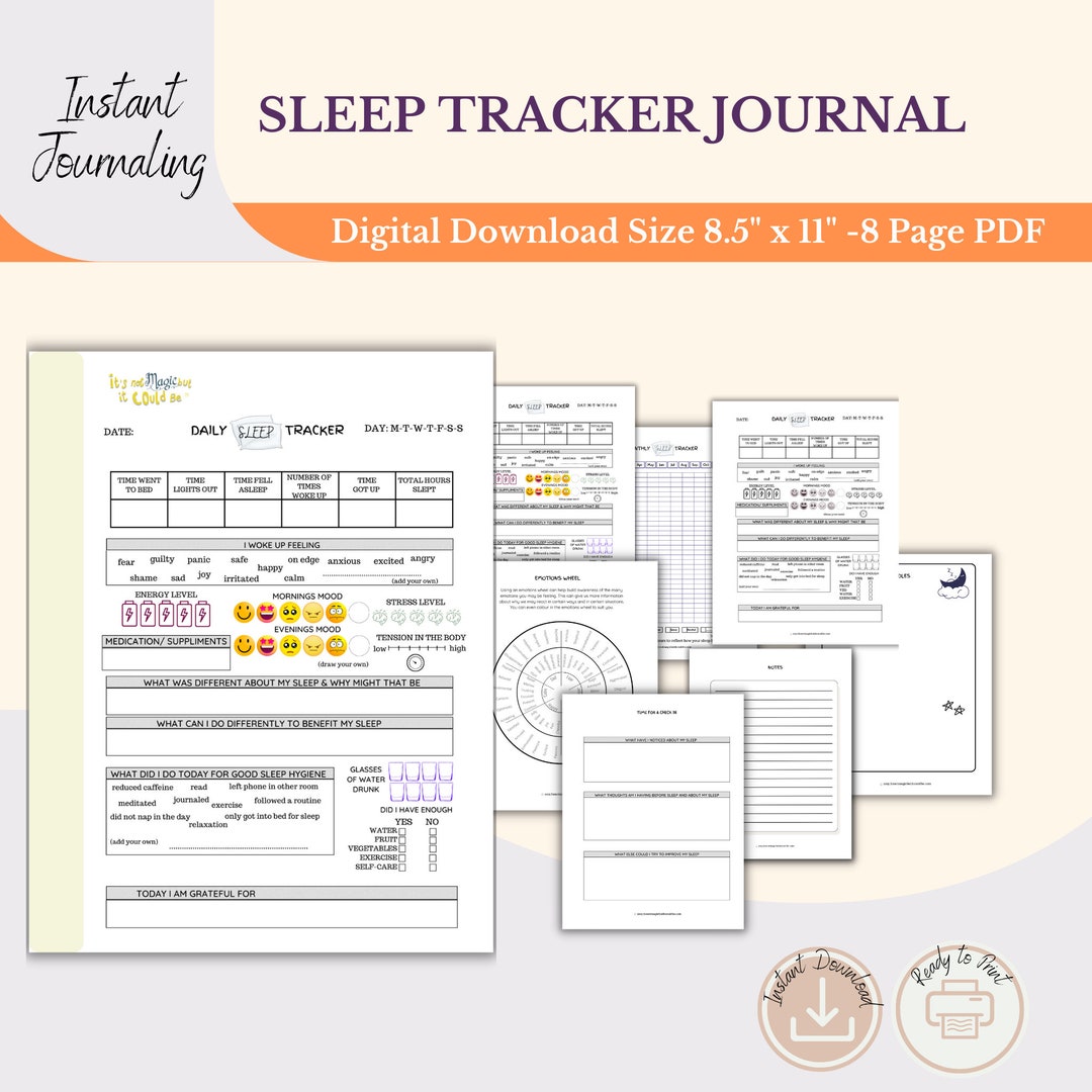 Sleep Journal.pdf Sleep Tracker Journal -PDF Download Sleep Hygiene Emotions Feelings CBT ...