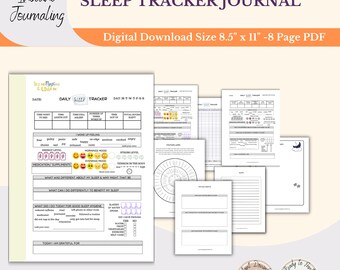 Sleep Tracker Journal - Téléchargement PDF Hygiène du sommeil Emotions Sentiments TCC pour adultes, enfants, adolescents Thérapeute Conseiller Bien-être, santé mentale
